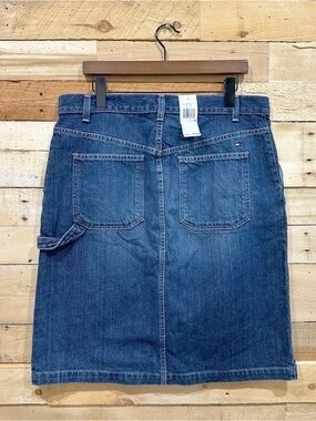 NWT Tommy Hilfiger Womens Denim Skirt 14 Blue Cotton Knee Length Made in USA